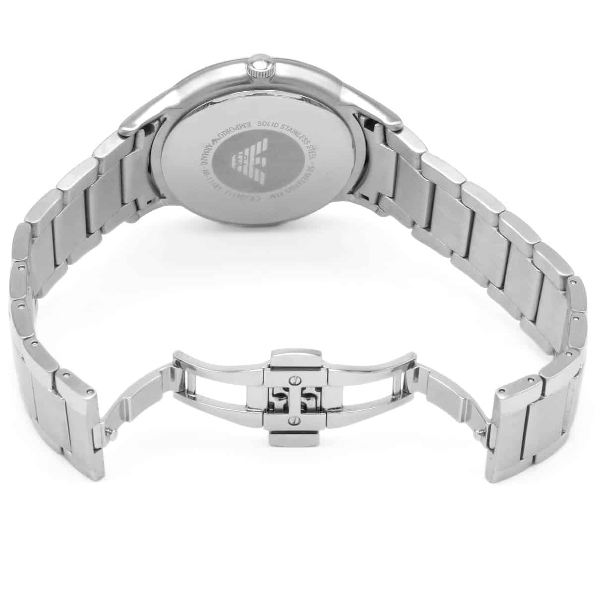 Emporio Armani Renato AR11181 case back with Emporio Armani eagle logo and engraved details