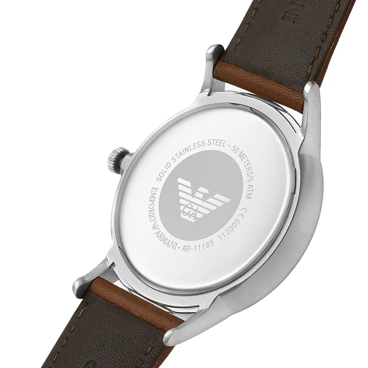 Emporio Armani Renato Quartz Silver Dial Brown Leather Strap Men's Watch AR11185