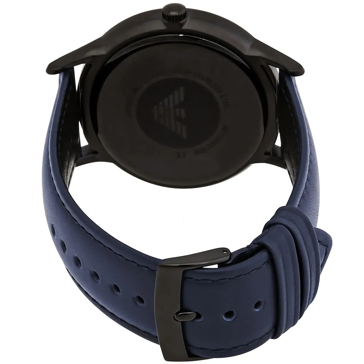 Emporio Armani Renato Quartz Blue Dial Blue Leather Strap Watch For Men AR11190