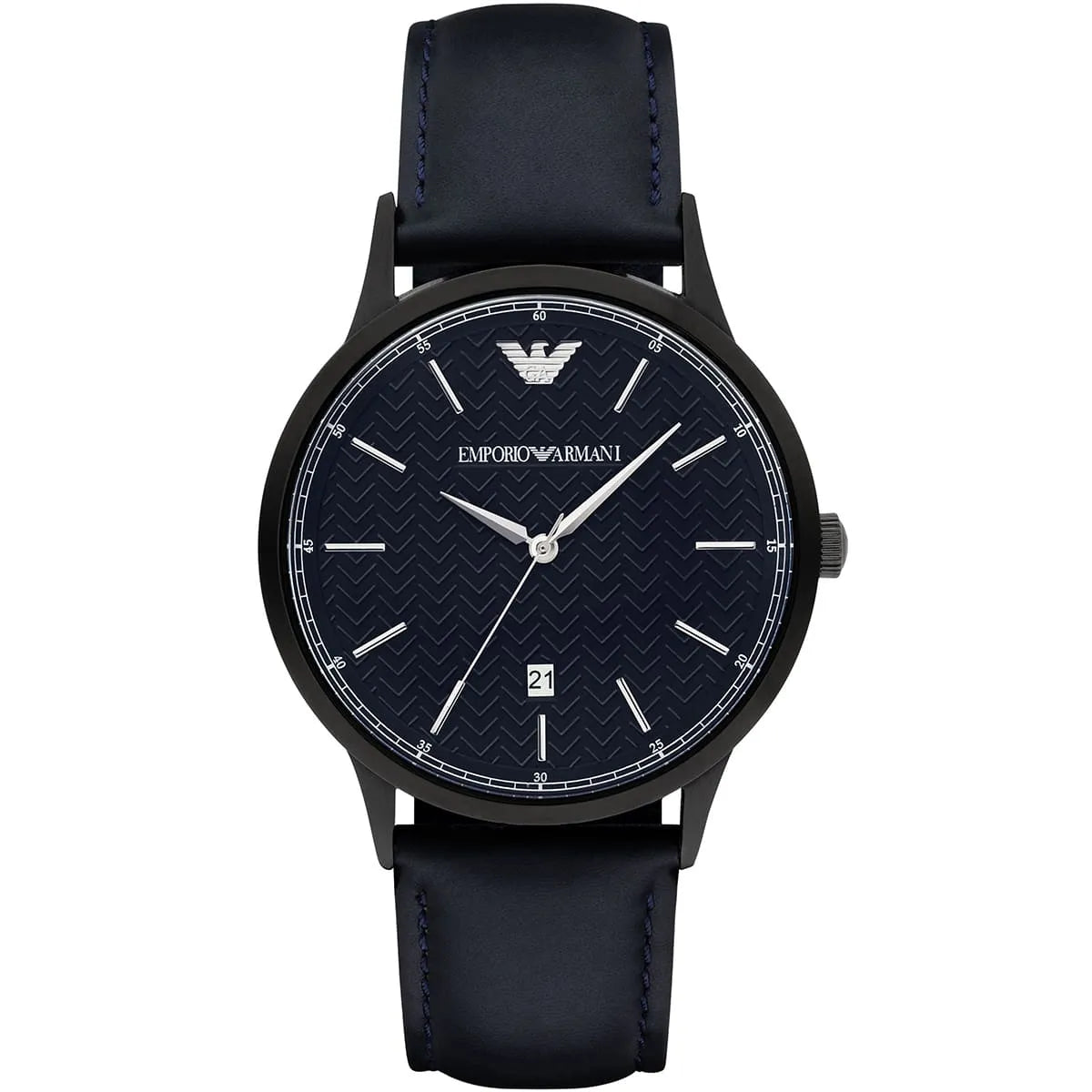 Emporio Armani Renato Quartz Blue Dial Blue Leather Strap Watch For Men AR11190
