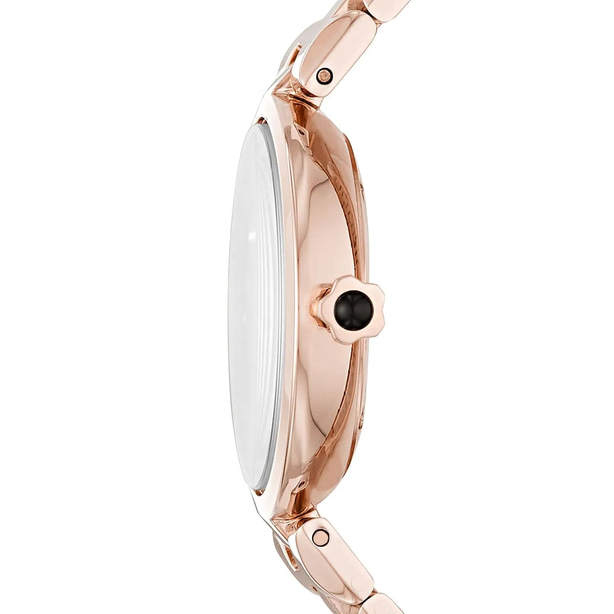 Emporio Armani Arianna watch side profile showing case thickness and crown detail