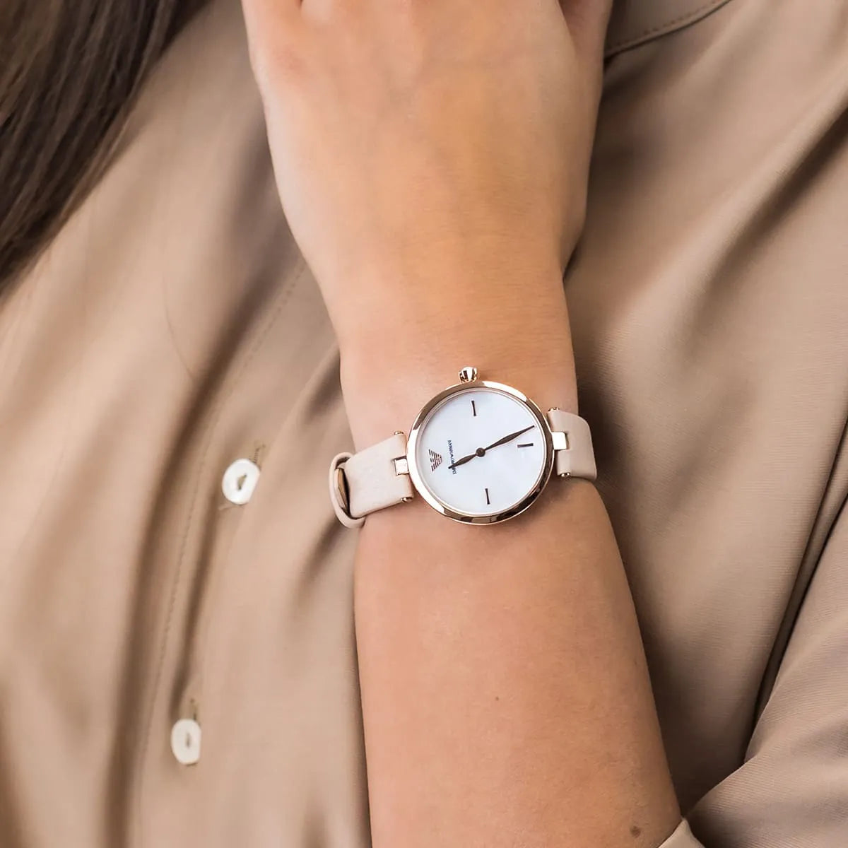 Emporio Armani Arianna Nude-Pink Leather Women's Watch AR11199