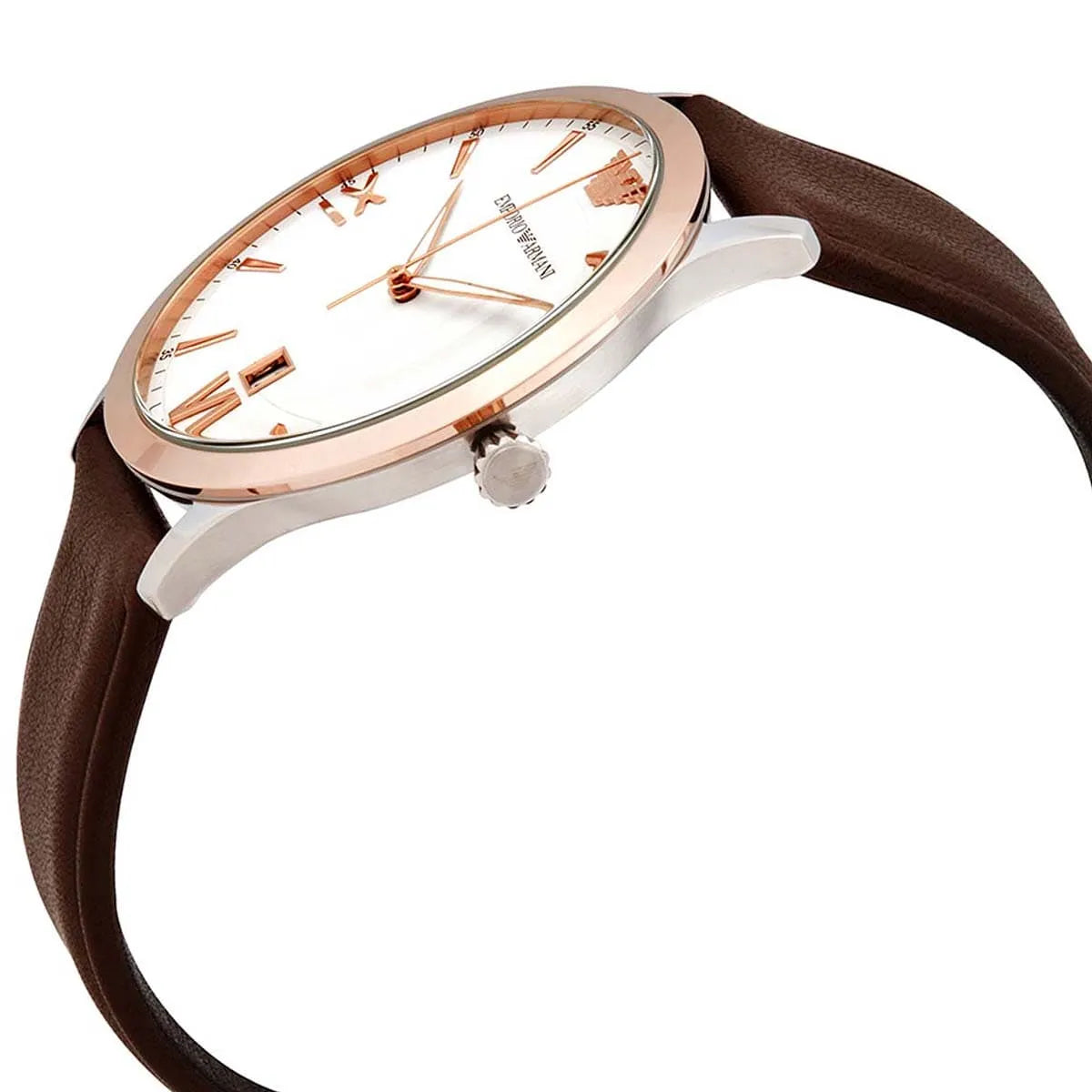Emporio Armani Giovanni White Dial Brown Leather Strap Watch For Men AR11211