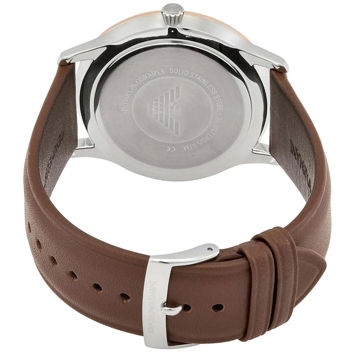 Emporio Armani Giovanni White Dial Brown Leather Strap Watch For Men AR11211