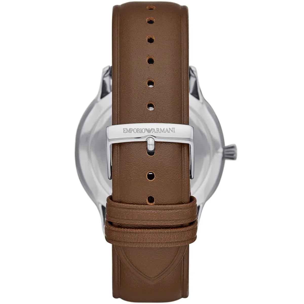 Emporio Armani Giovanni White Dial Brown Leather Strap Watch For Men AR11211