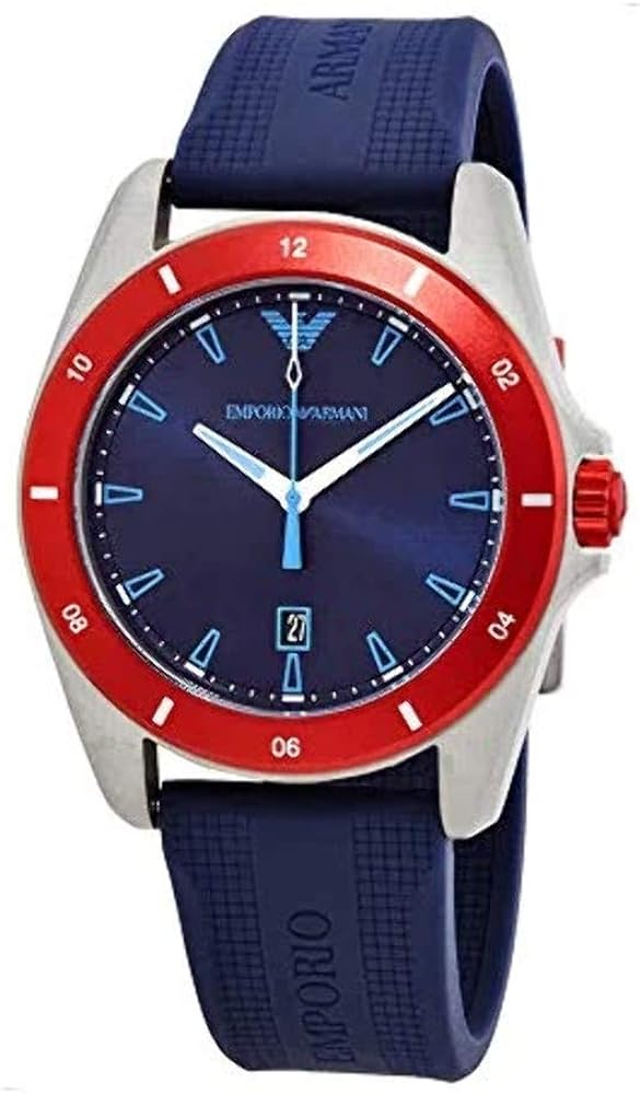 Emporio Armani Silicone Sigma Quartz Blue Dial Round Men Watch - AR11217