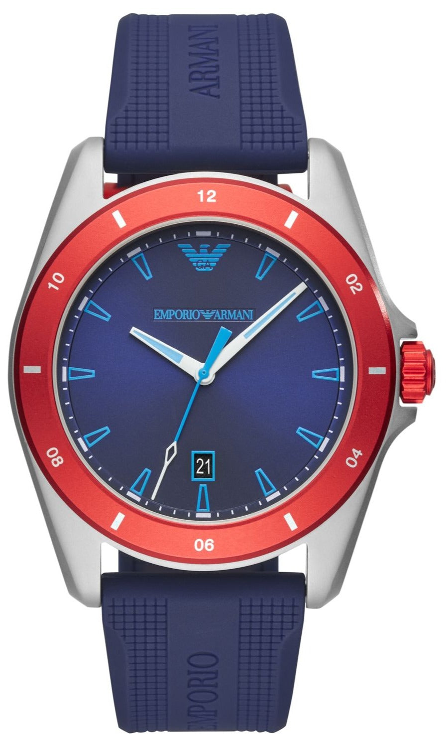 Emporio Armani Silicone Sigma Quartz Blue Dial Round Men Watch - AR11217