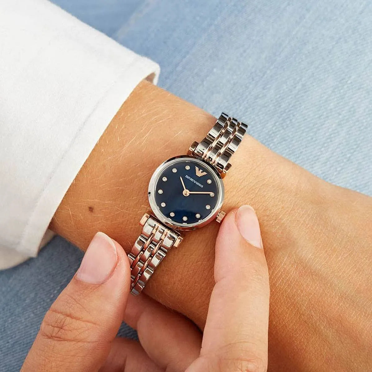Emporio Armani Quartz Crystal Blue Dial Ladies Watch AR11222