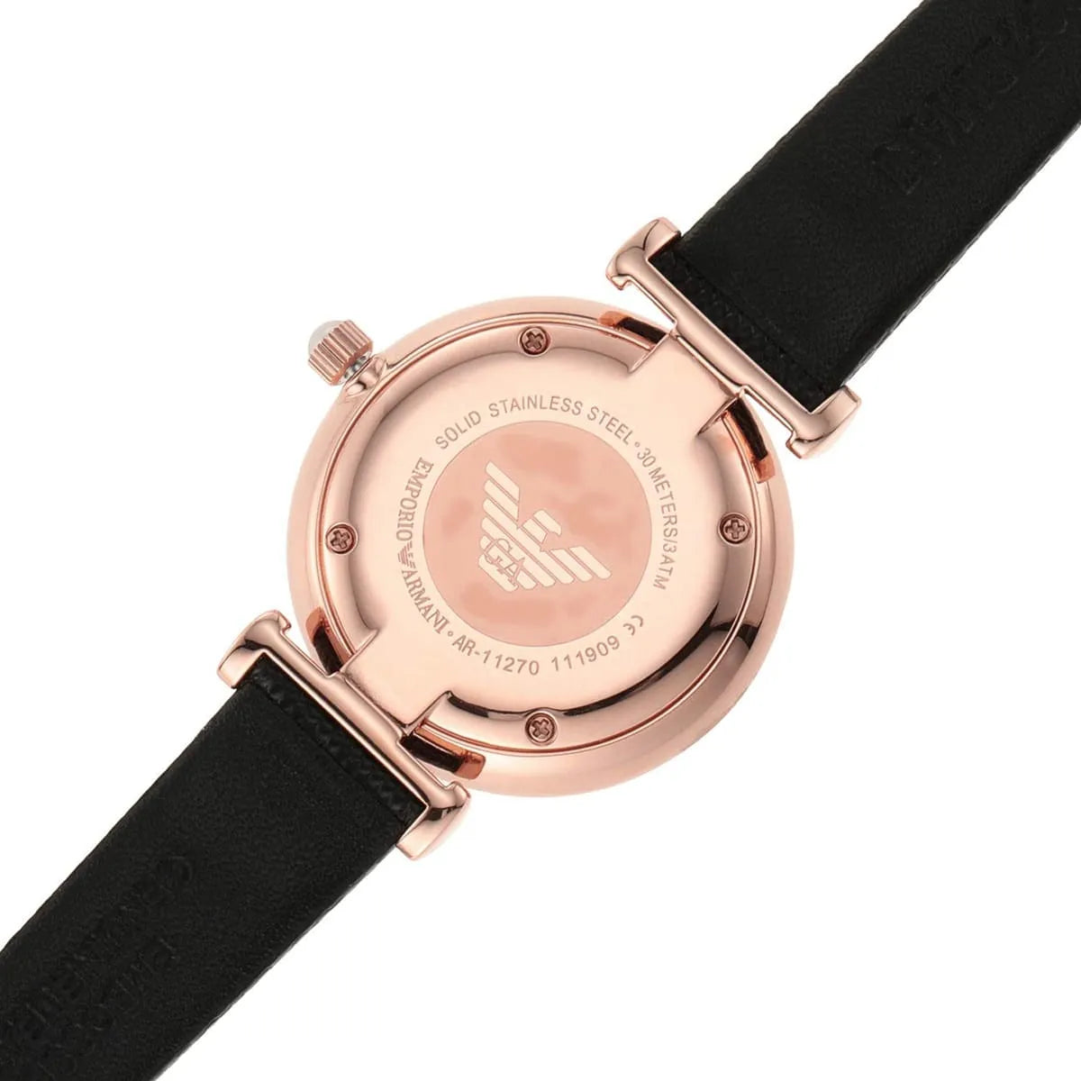 Emporio Armani Gianni T-Bar caseback with eagle logo and model number AR11270