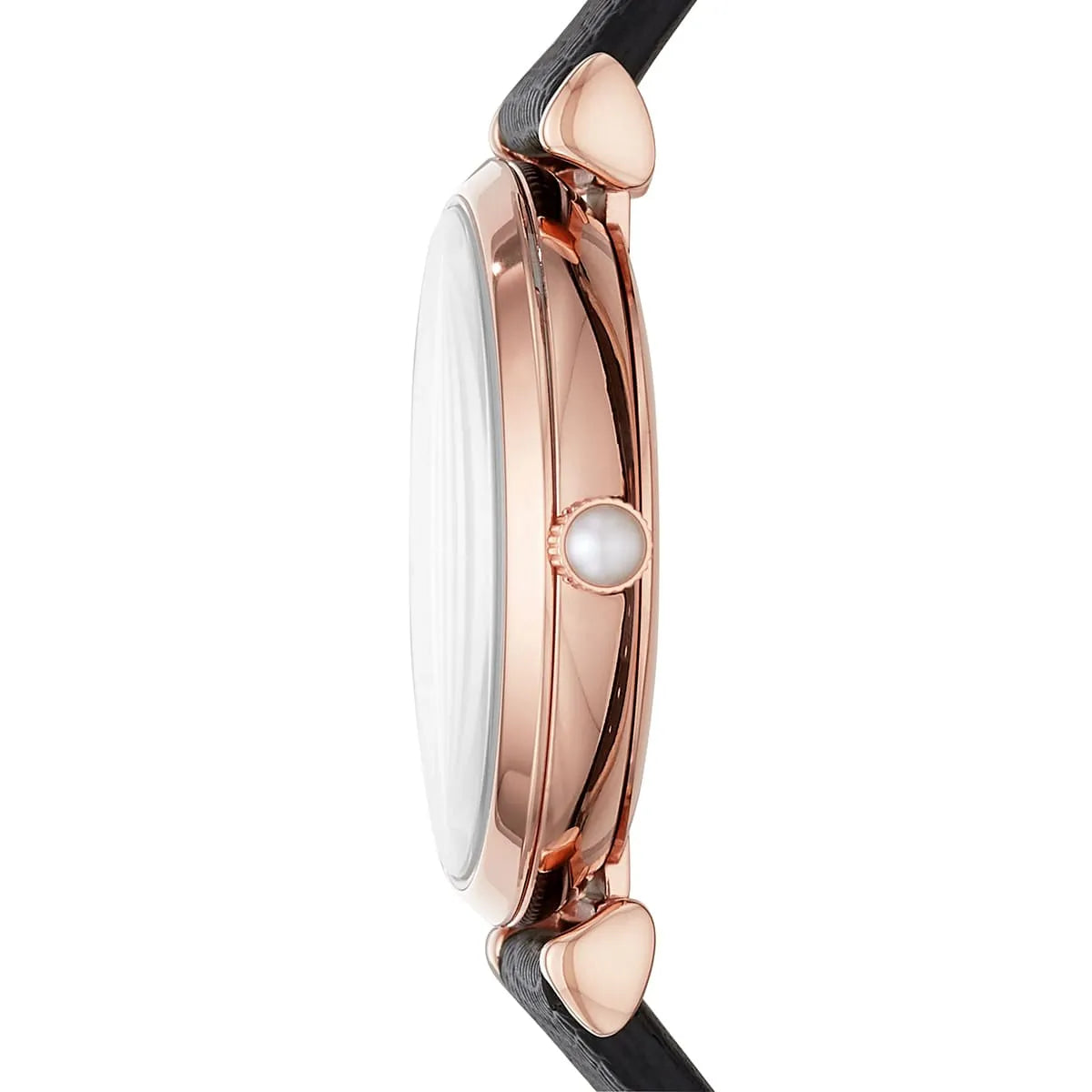 Emporio Armani Gianni T-Bar watch side view showing case depth and T-bar design