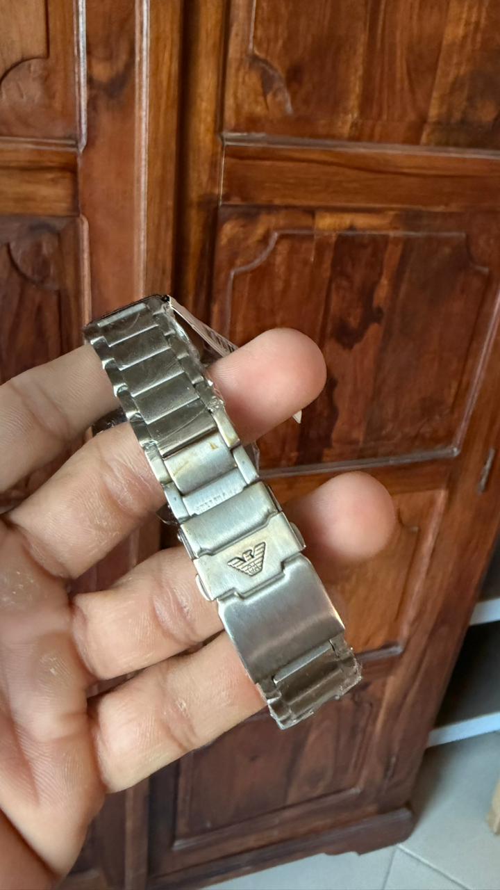 Emporio Armani AR11338 stainless steel three-link bracelet with embossed eagle logo