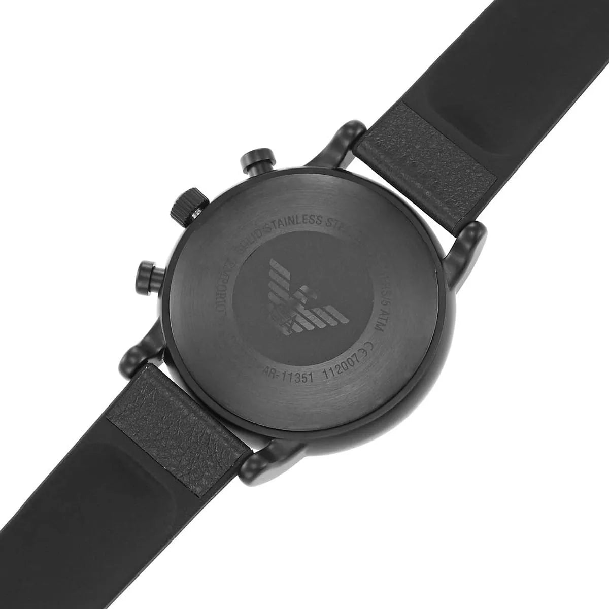 Emporio Armani AR11351 caseback showing stainless steel and model number