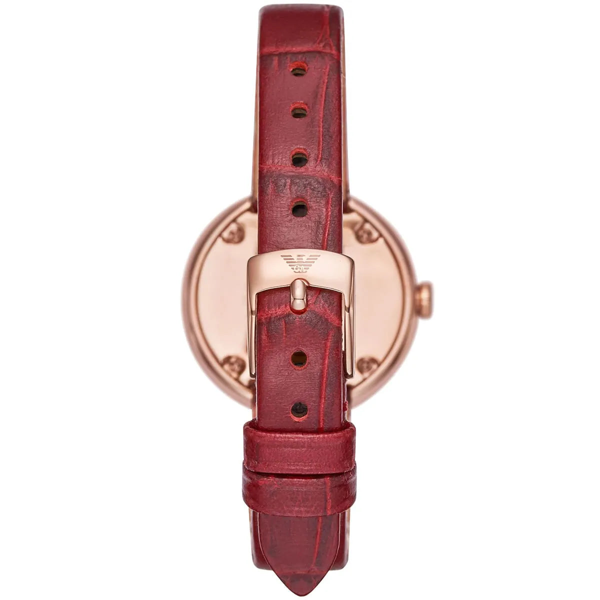Emporio Armani Roman Numerals Red Lather Dial Women's Watch Ar11357