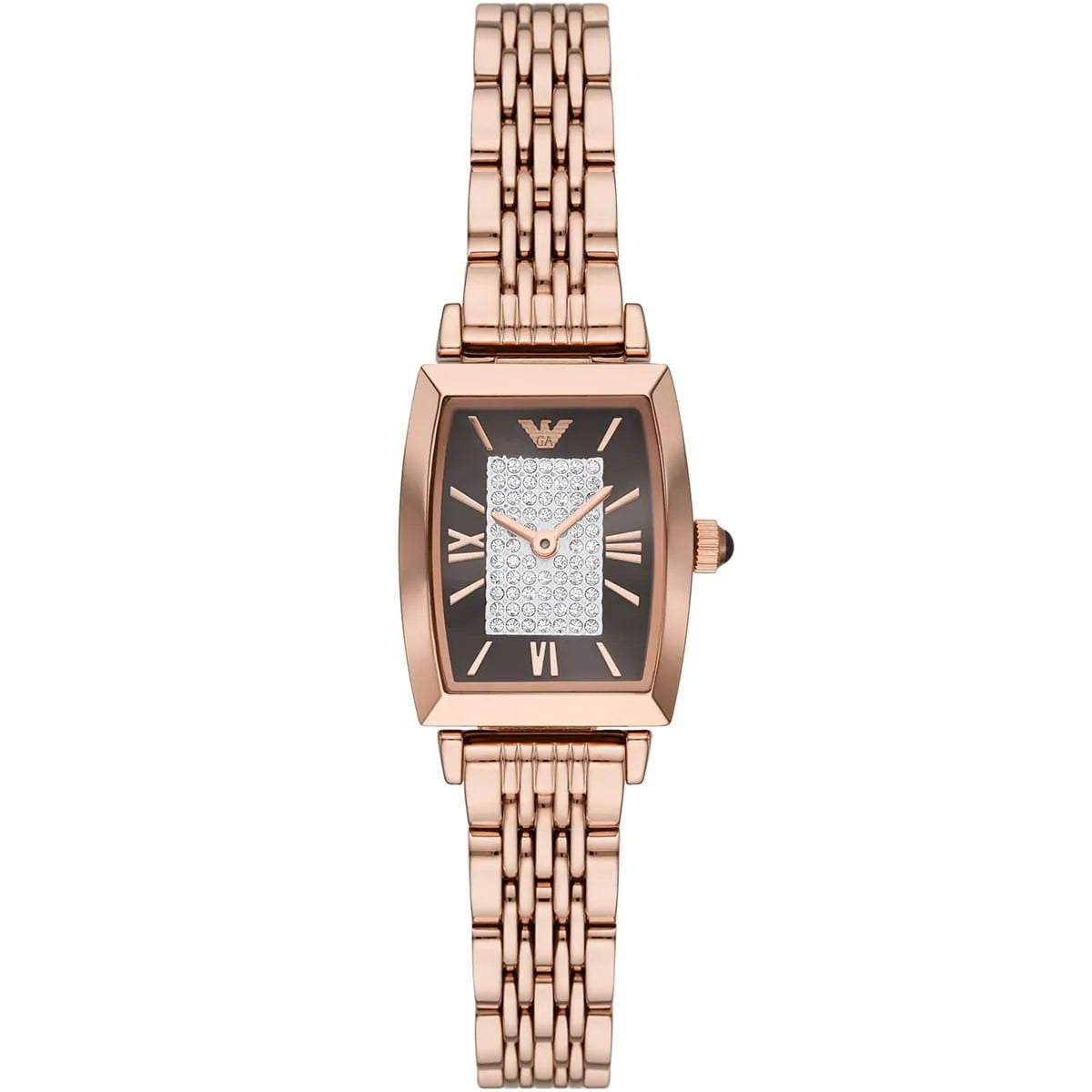 Emporio Armani AR11407 square case brown dial with Roman numerals and crystal-set center dial