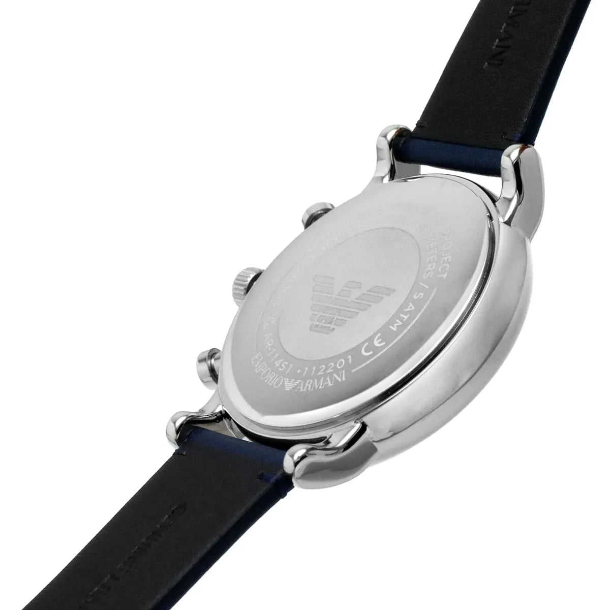 Emporio Armani AR11451 watch caseback with stainless steel back plate and model markings