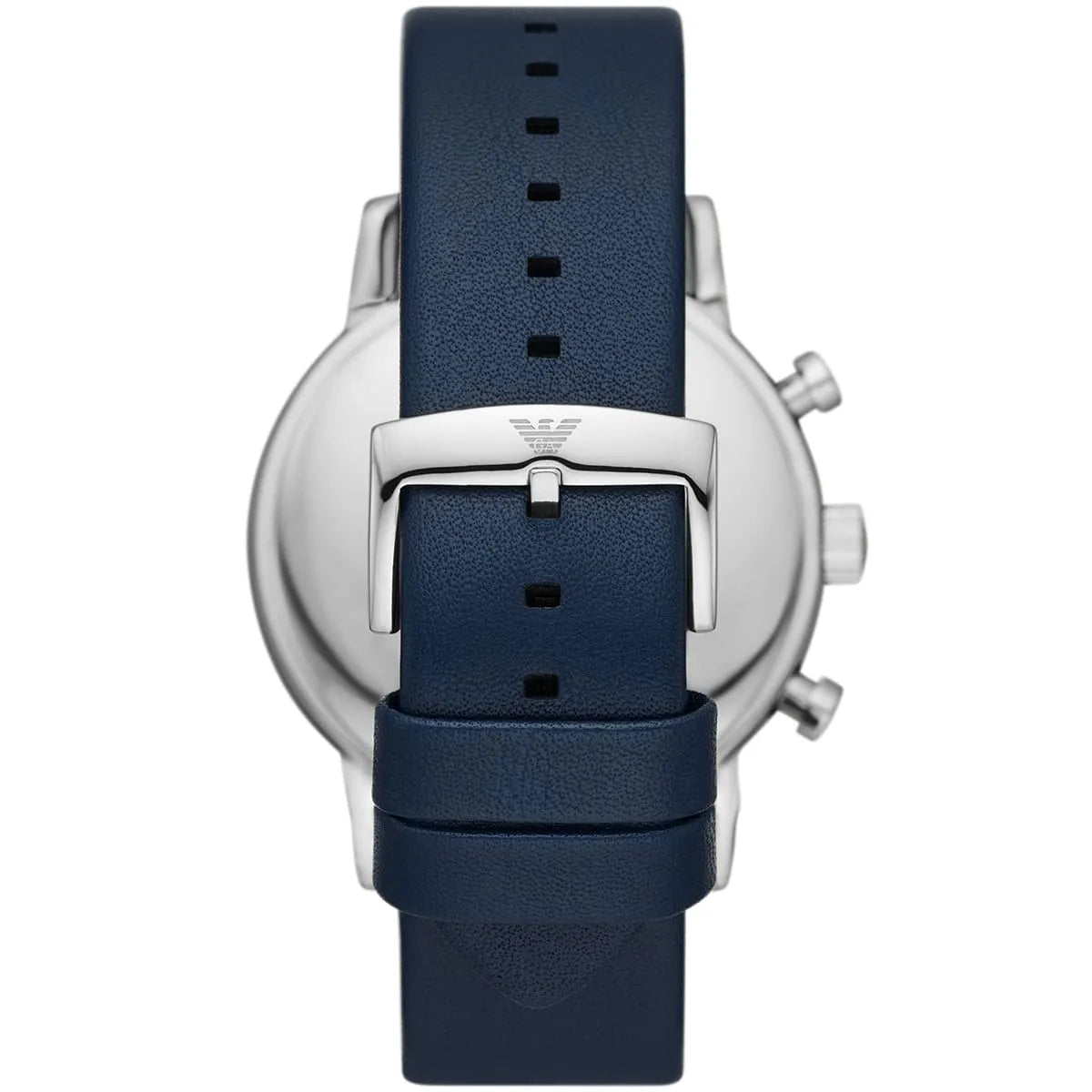 Emporio Armani AR11451 caseback view showing stainless steel case with Emporio Armani engraving