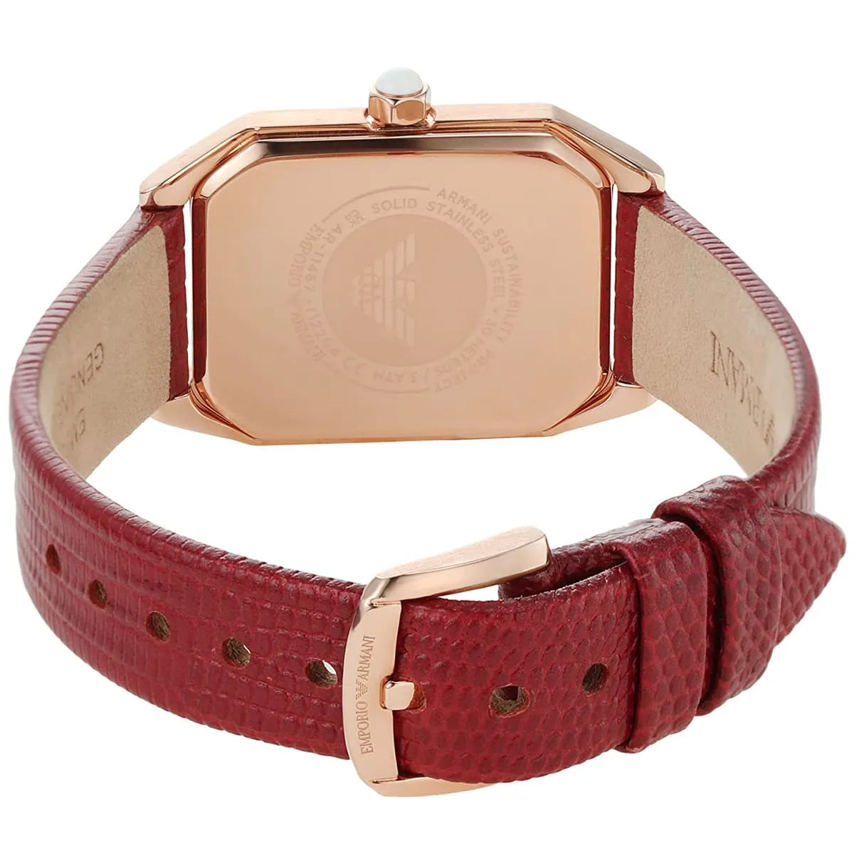 Emporio Armani Gianni T Bar with caseback and strap detail view