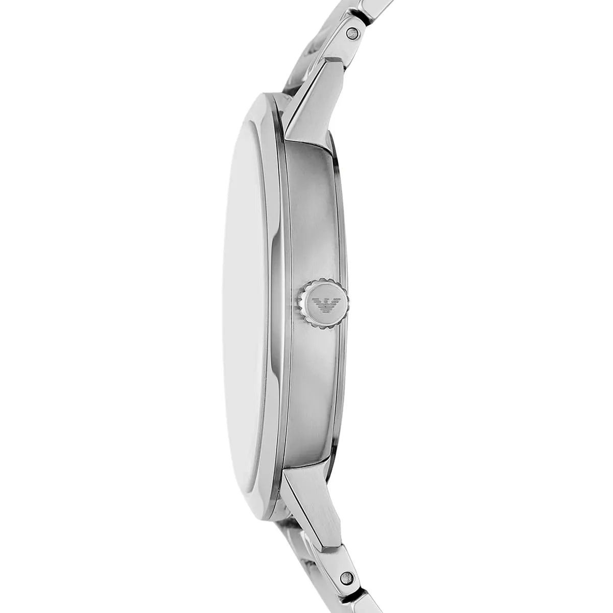 Side profile of AR11575 Emporio Armani watch showing case thickness and strap