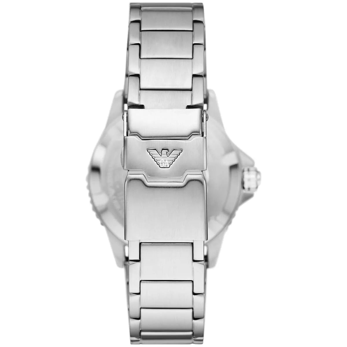 AR11589 stainless steel bracelet with Emporio Armani logo and fold-over clasp