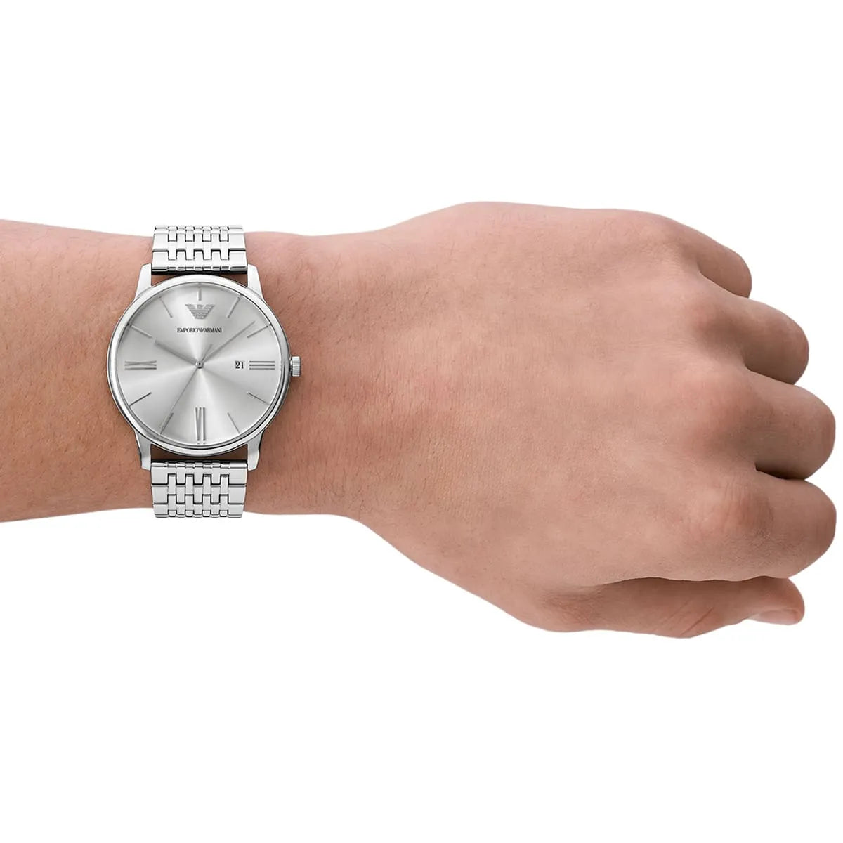 Emporio Armani 42mm Minimalist Silver Dial Men's Watch - AR11599