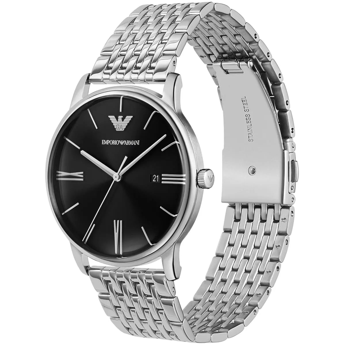 Emporio Armani (42mm) Black Dial Stainless Steel Bracelet Men's Watch - AR11600