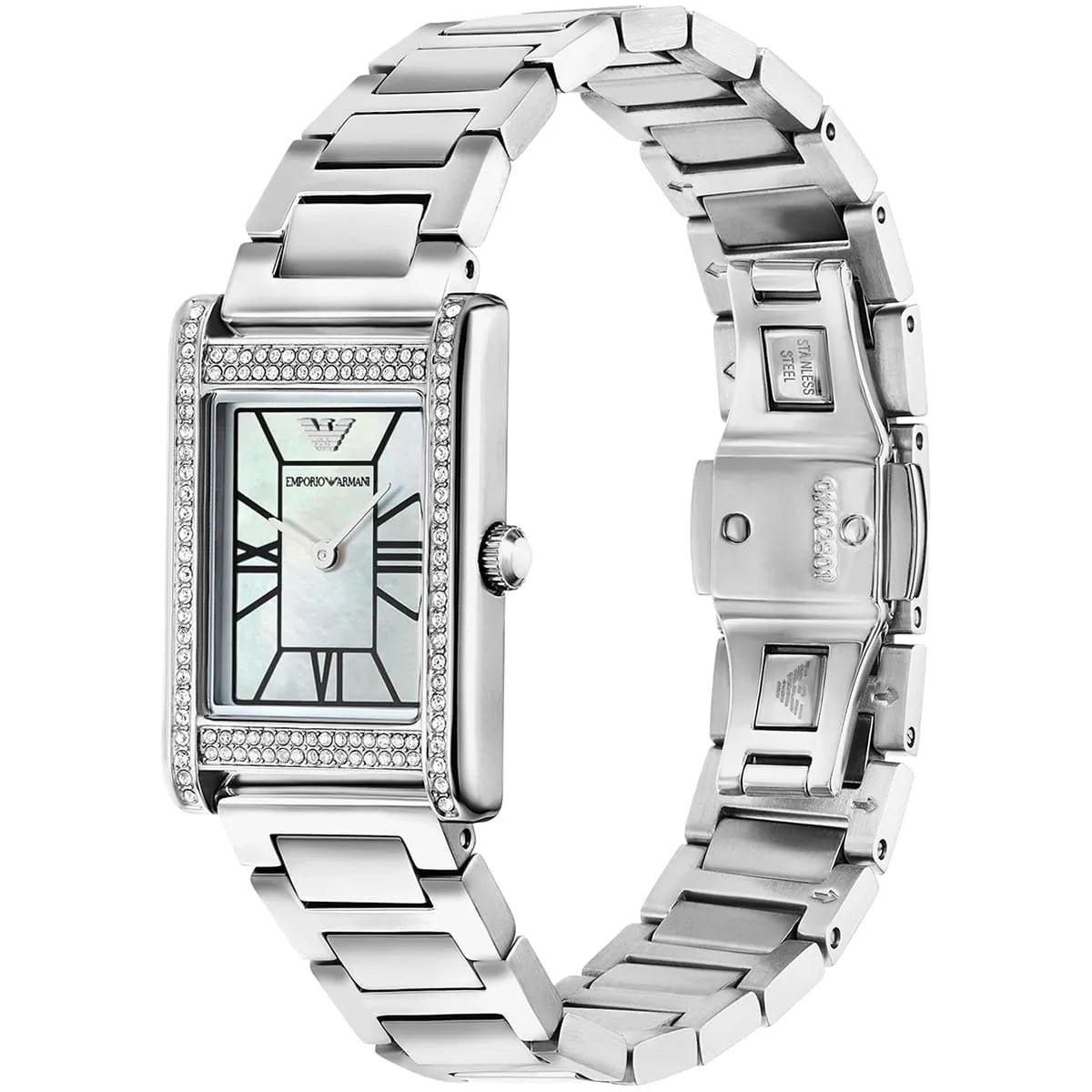 Emporio Armani Empire Mother of Pearl Dial Silver Steel Strap Watch For Women AR11625