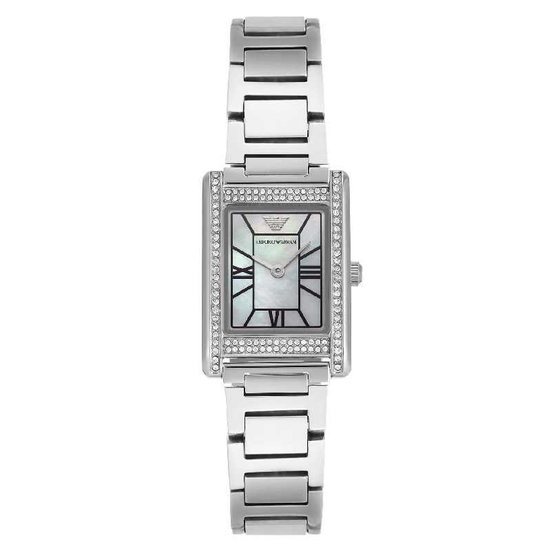 Emporio Armani Empire Mother of Pearl Dial Silver Steel Strap Watch For Women AR11625