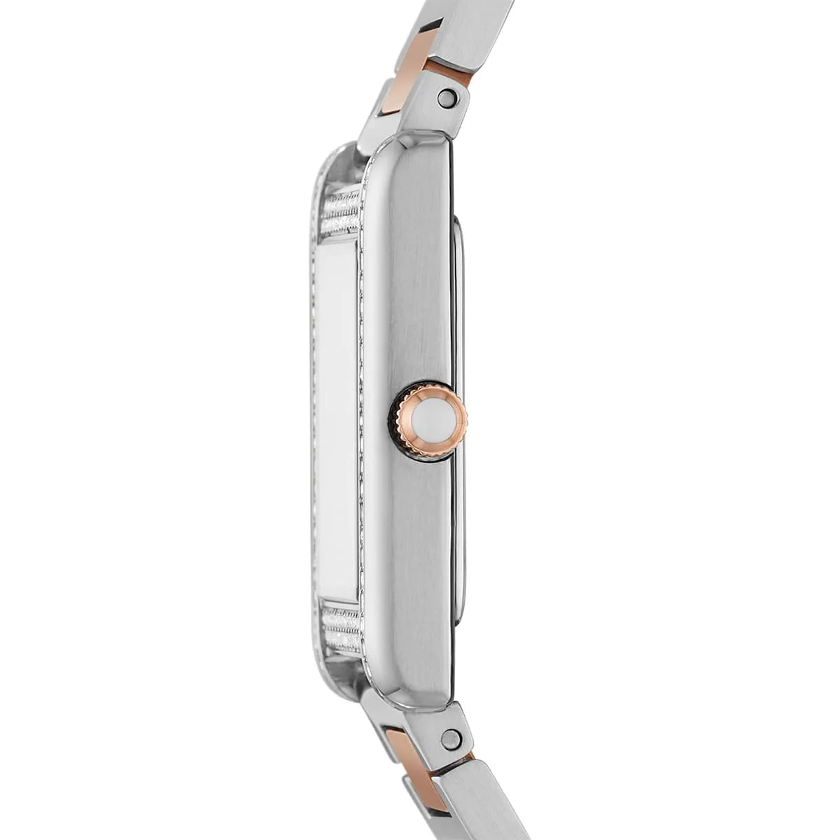 Emporio Armani Genni Rectangular White MOP Dial Two-tone Women's Watch - AR11626