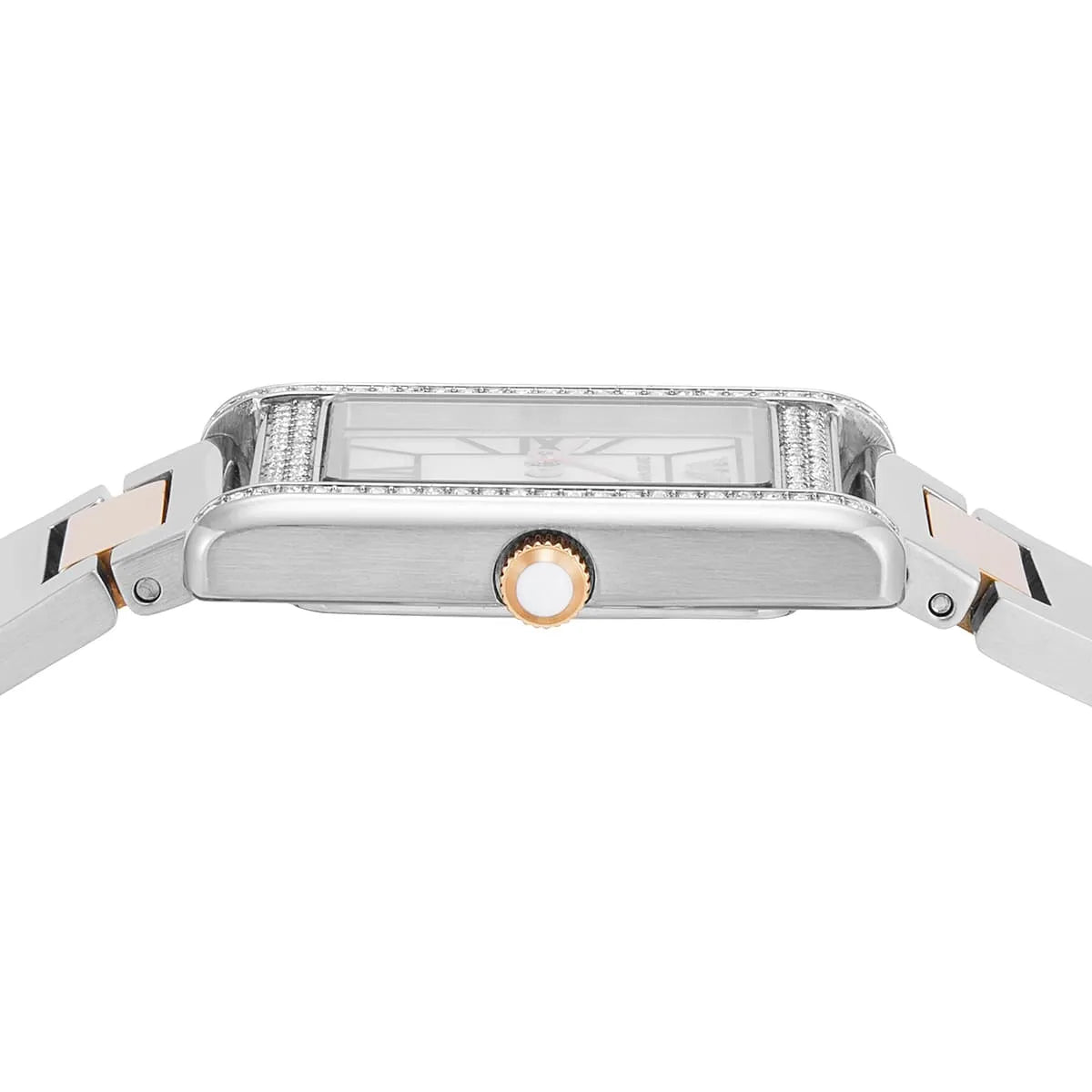 Emporio Armani Genni Rectangular White MOP Dial Two-tone Women's Watch - AR11626