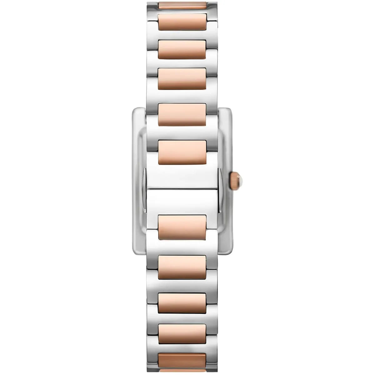 Emporio Armani Genni Rectangular White MOP Dial Two-tone Women's Watch - AR11626