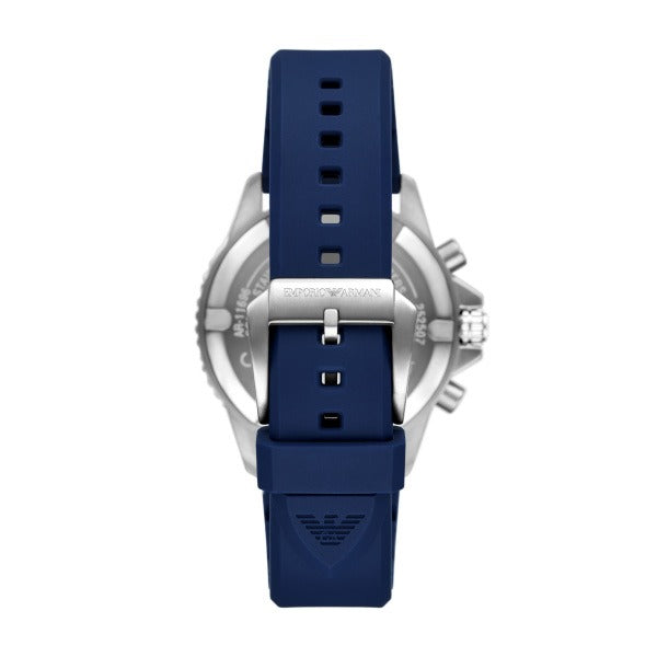 Emporio Armani World Explorer AR11696 blue silicone strap with stainless steel case and buckle