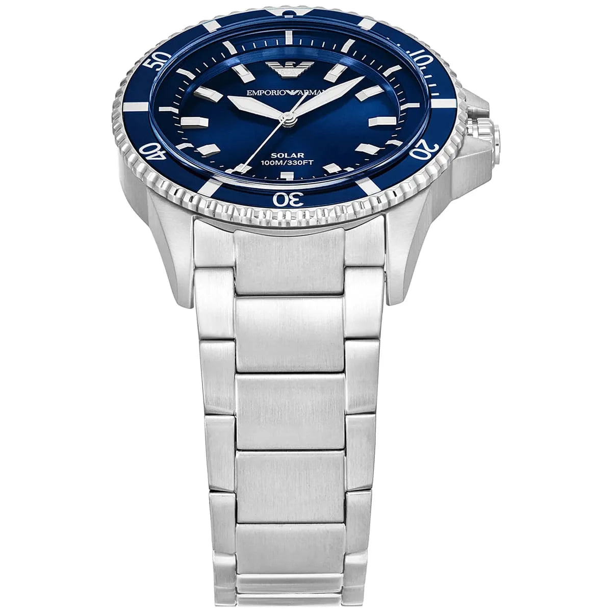 AR11697 watch angled view showing blue rotating bezel and dial detail