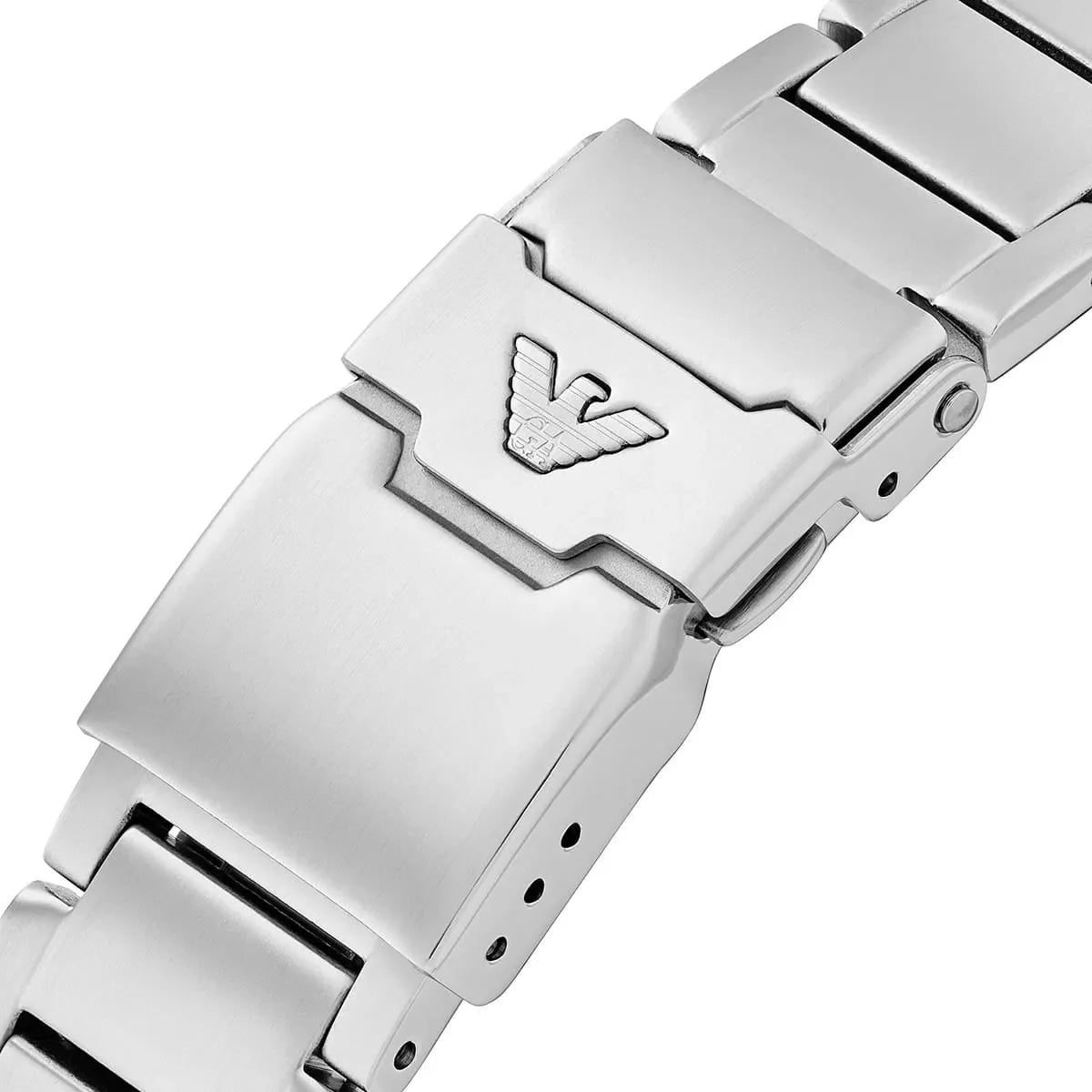 AR11697 stainless steel bracelet clasp detail with Emporio Armani eagle logo