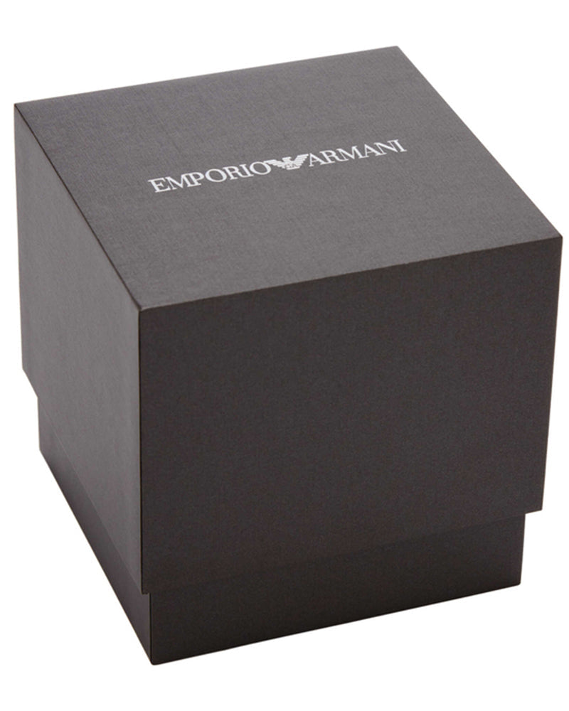 Emporio Armani watch presentation box in gray with brand logo