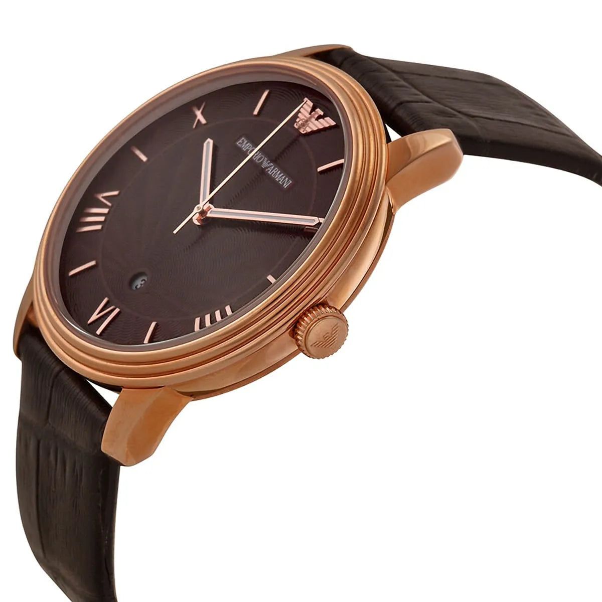 Emporio Armani Classic Quartz Brown Dial Brown Leather Strap Watch AR1613