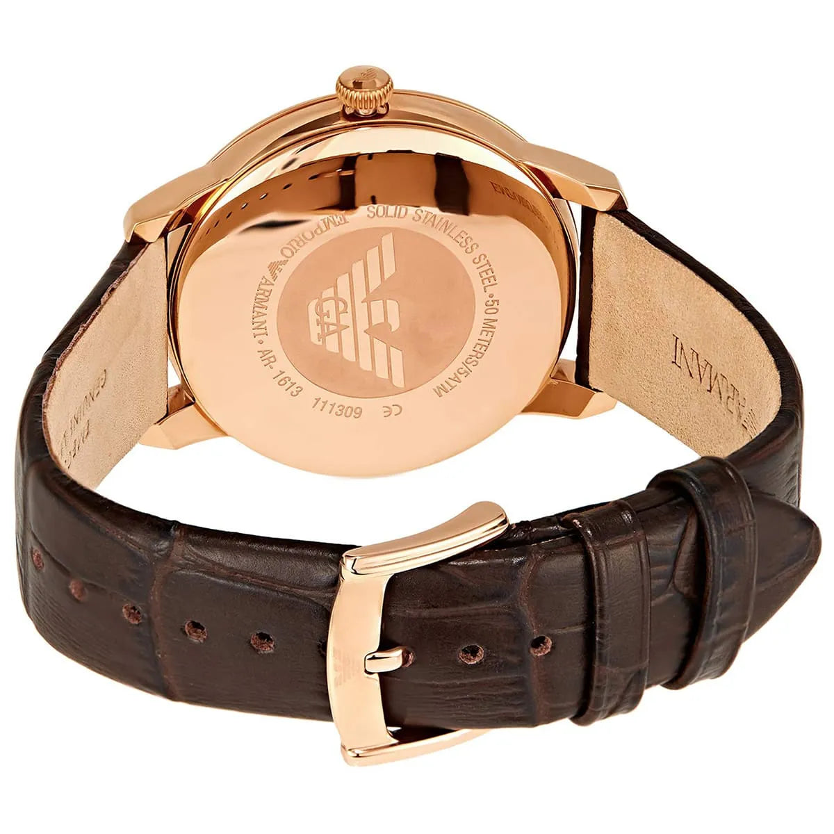 Emporio Armani Classic Quartz Brown Dial Brown Leather Strap Watch AR1613