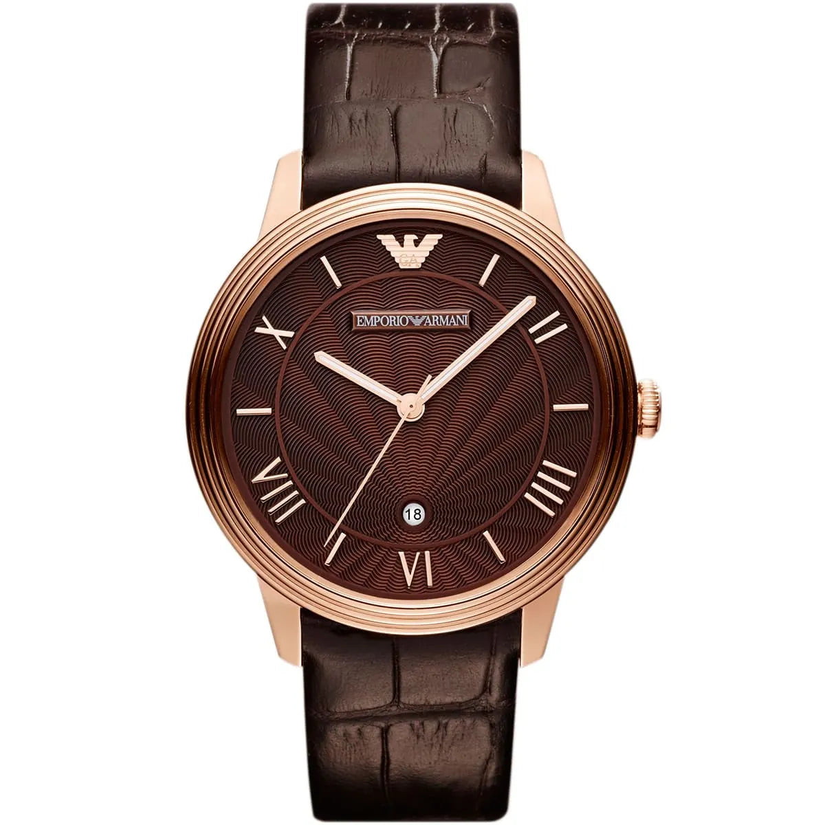 Emporio Armani Classic Quartz Brown Dial Brown Leather Strap Watch AR1613