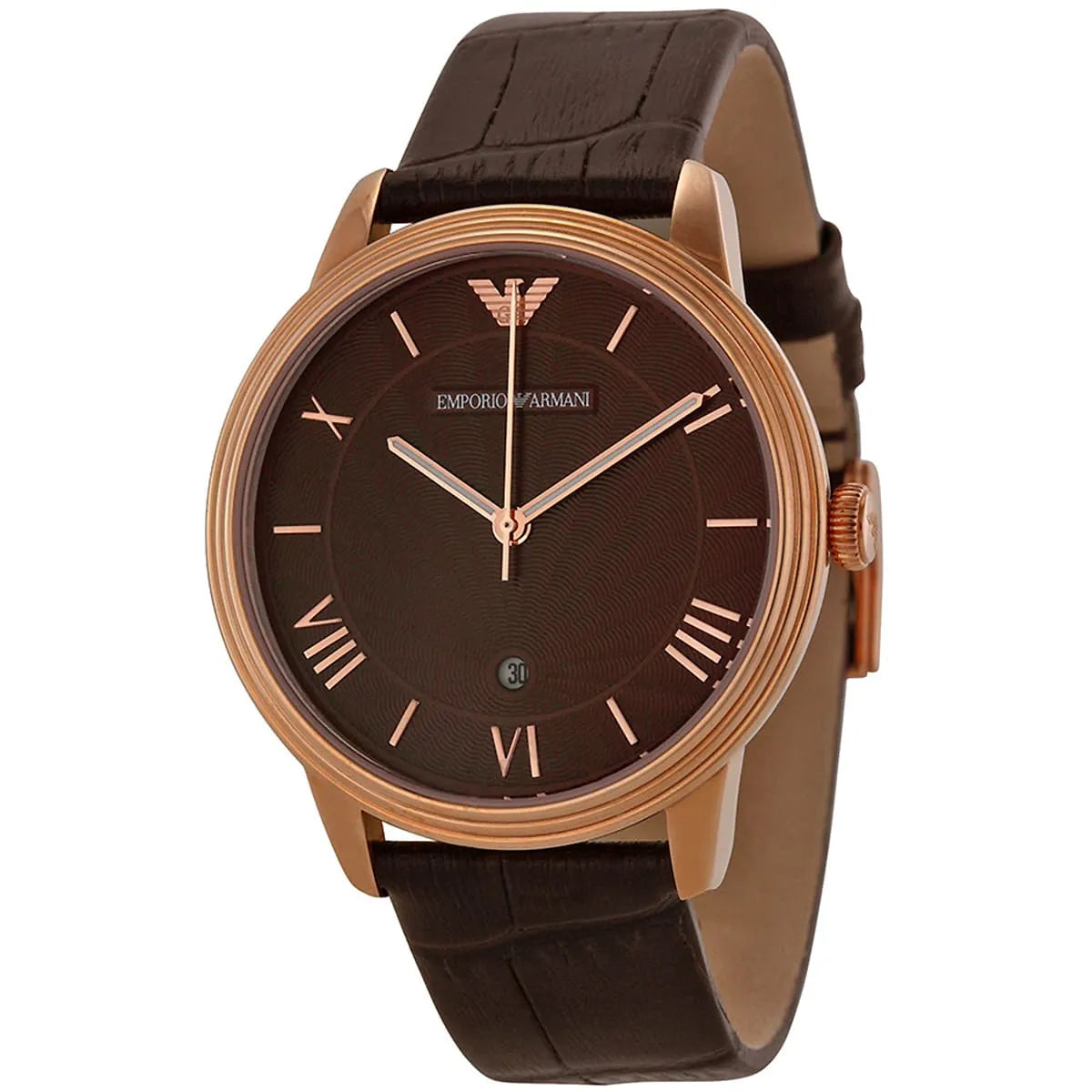 Emporio Armani Classic Quartz Brown Dial Brown Leather Strap Watch AR1613