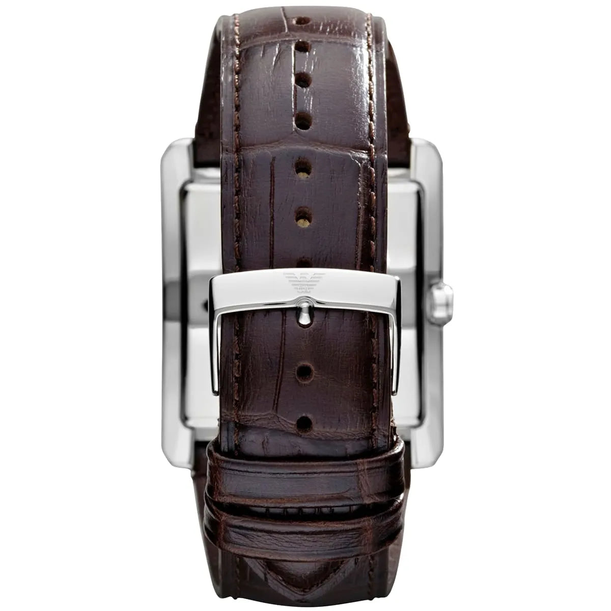 Emporio Armani Marco AR1641 brown crocodile leather strap with metal clasp detail