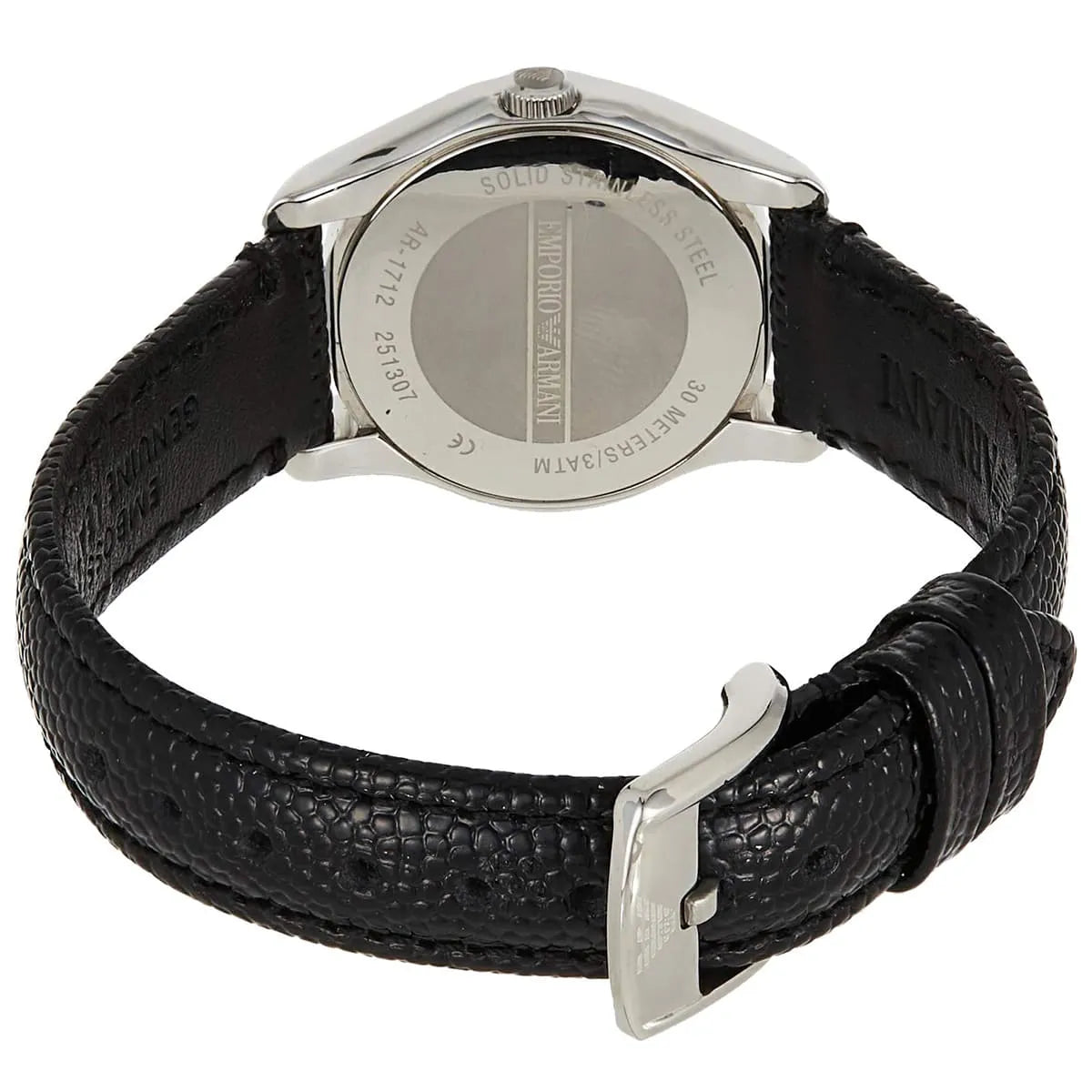 Emporio Armani AR1712 black textured leather strap with stainless steel buckle