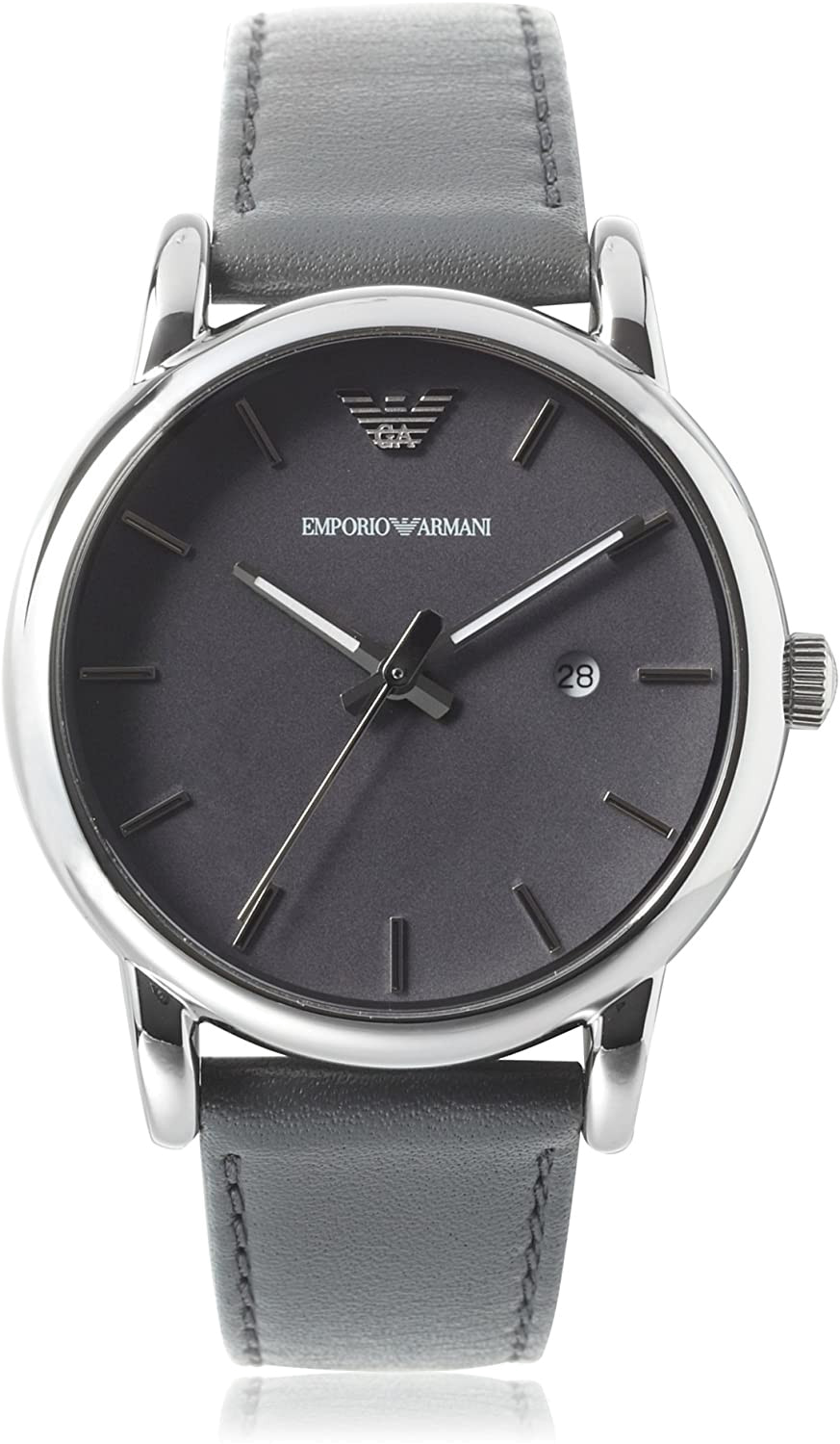 Emporio Armani Classic Quartz Grey Dial Grey Leather Strap Men's Watch - AR1730