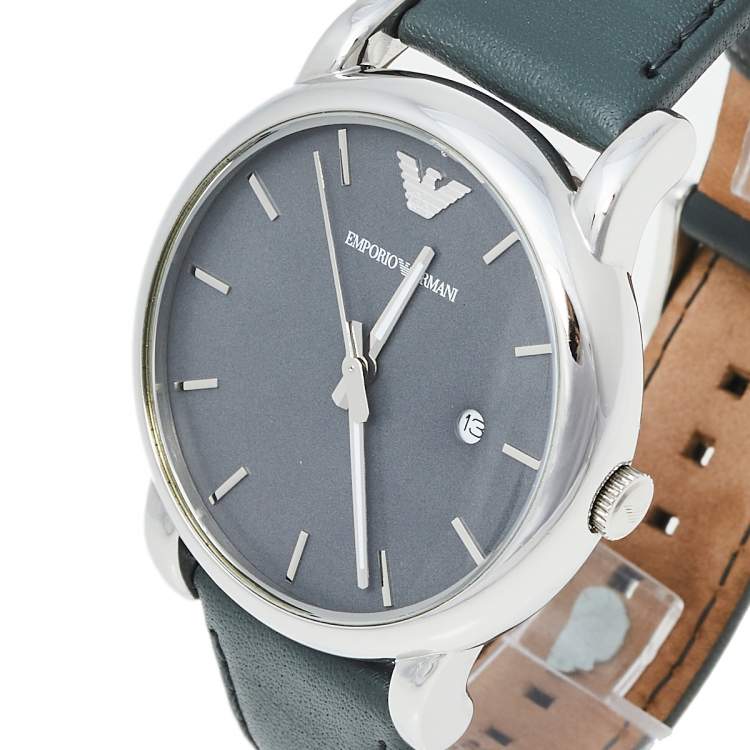 Emporio Armani Classic Quartz Grey Dial Grey Leather Strap Men's Watch - AR1730