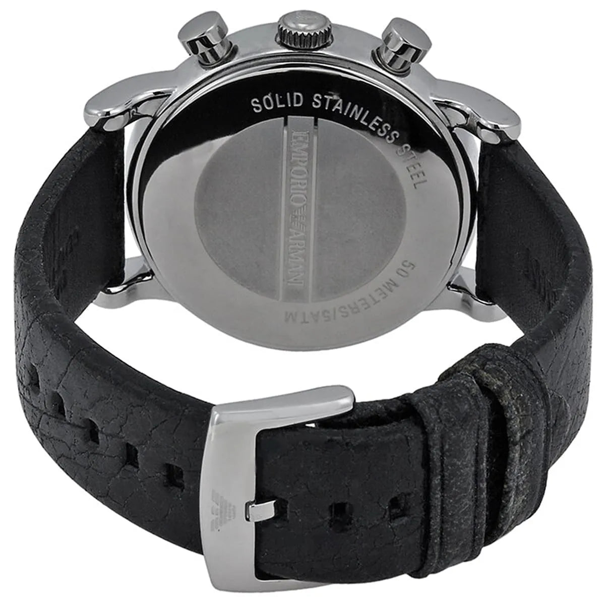 Emporio Armani Luigi AR1810 chronograph dial detail with subdials and Arabic numerals