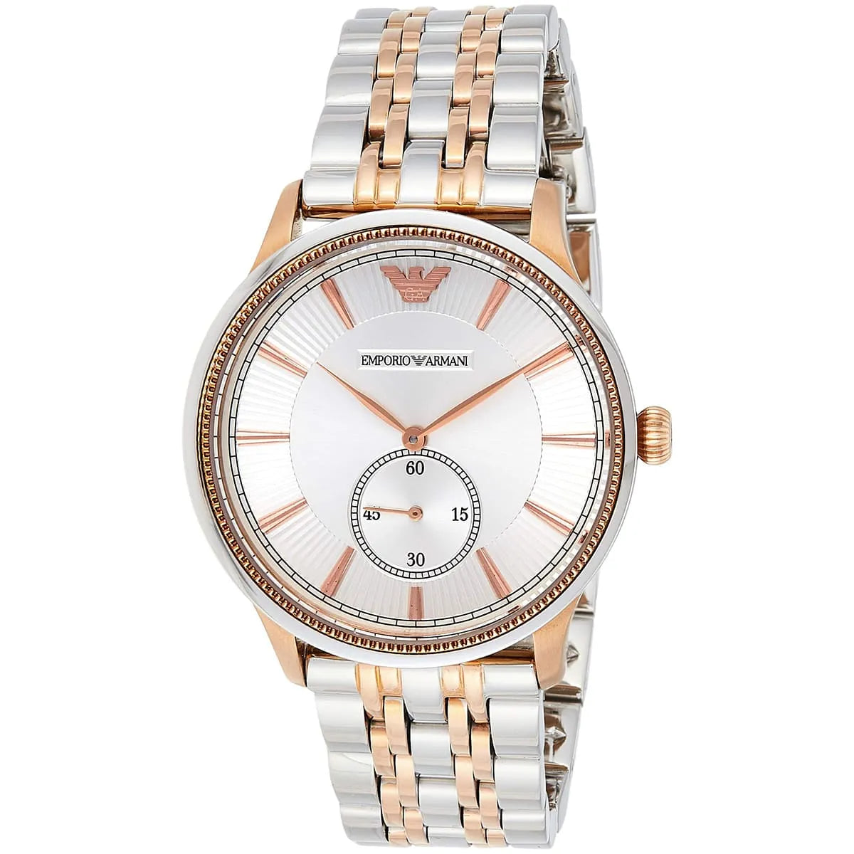 Emporio Armani Classic Silver Dial Two Tone Steel Strap Watch For Men - AR1839