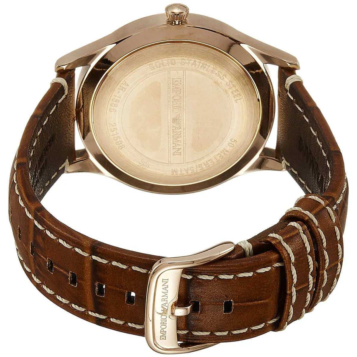 Emporio Armani AR1866 watch caseback detail with Armani eagle logo