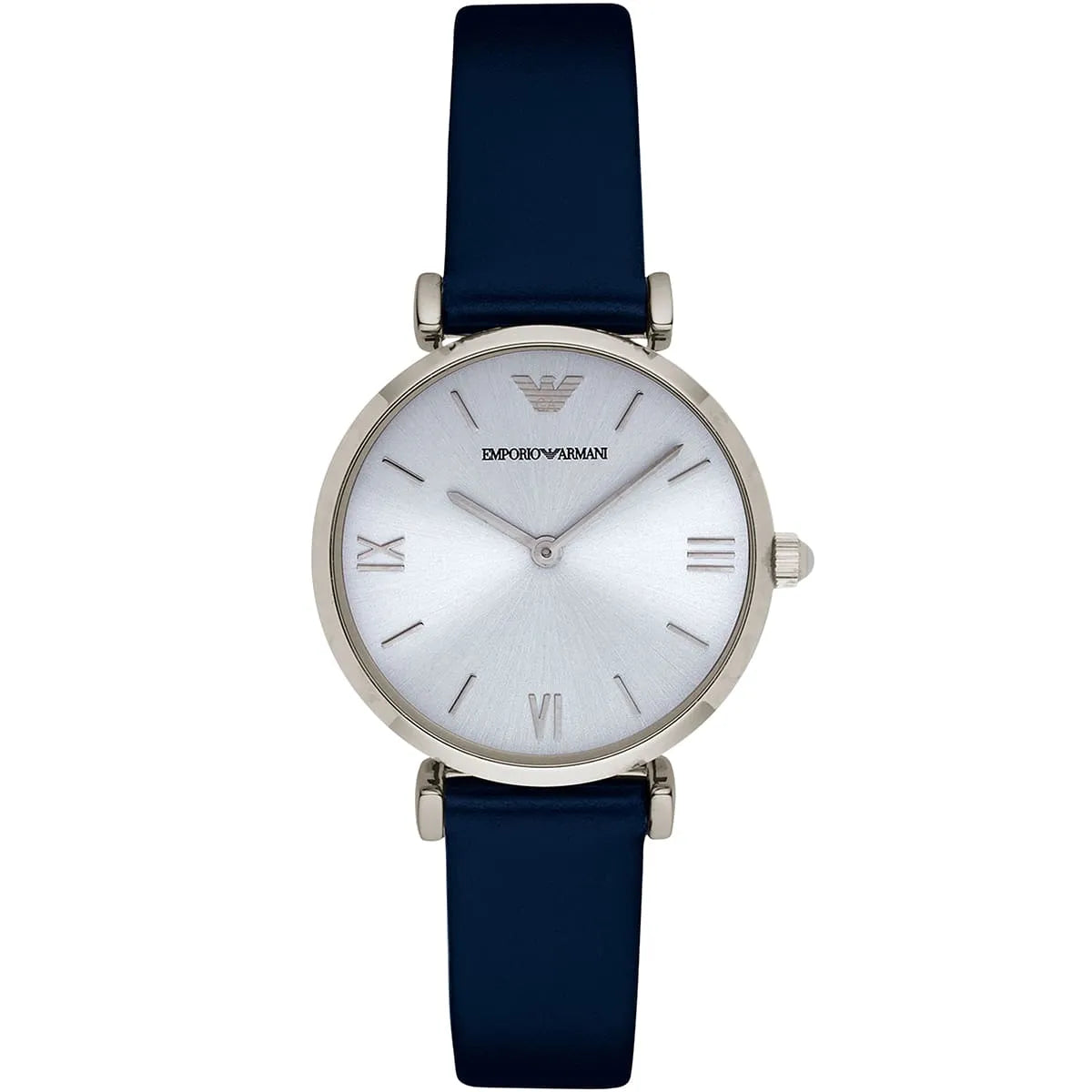 Emporio Armani Gianni T-Bar women's watch with sunray blue dial and blue leather strap