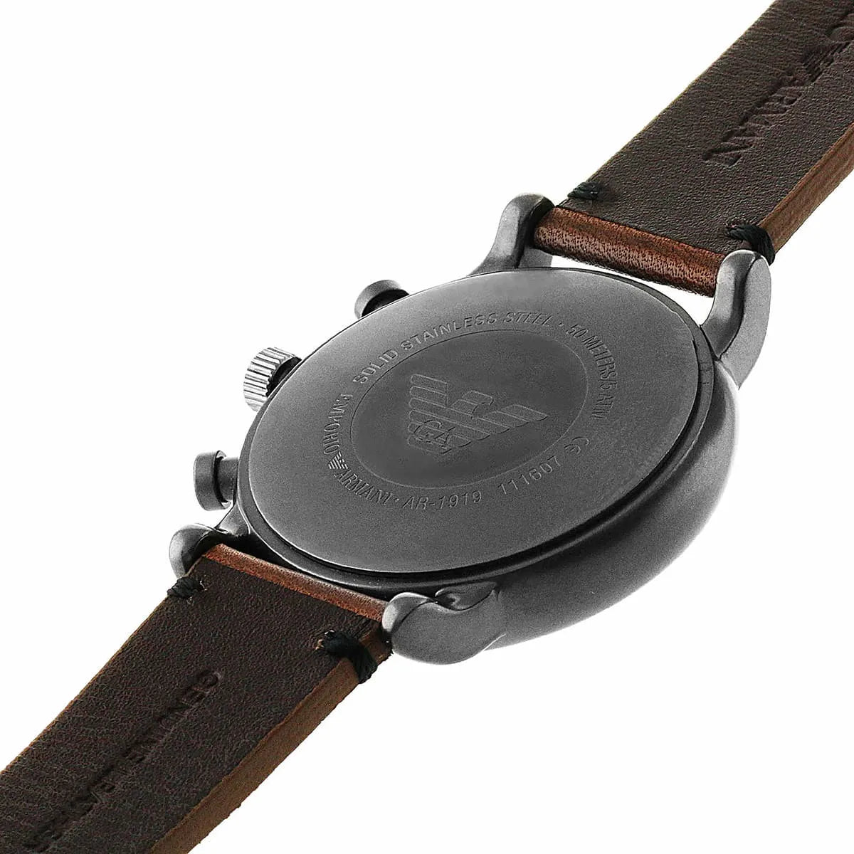 Emporio Armani Classic Chronograph Black Dial Brown Leather Strap Watch For Men AR1919