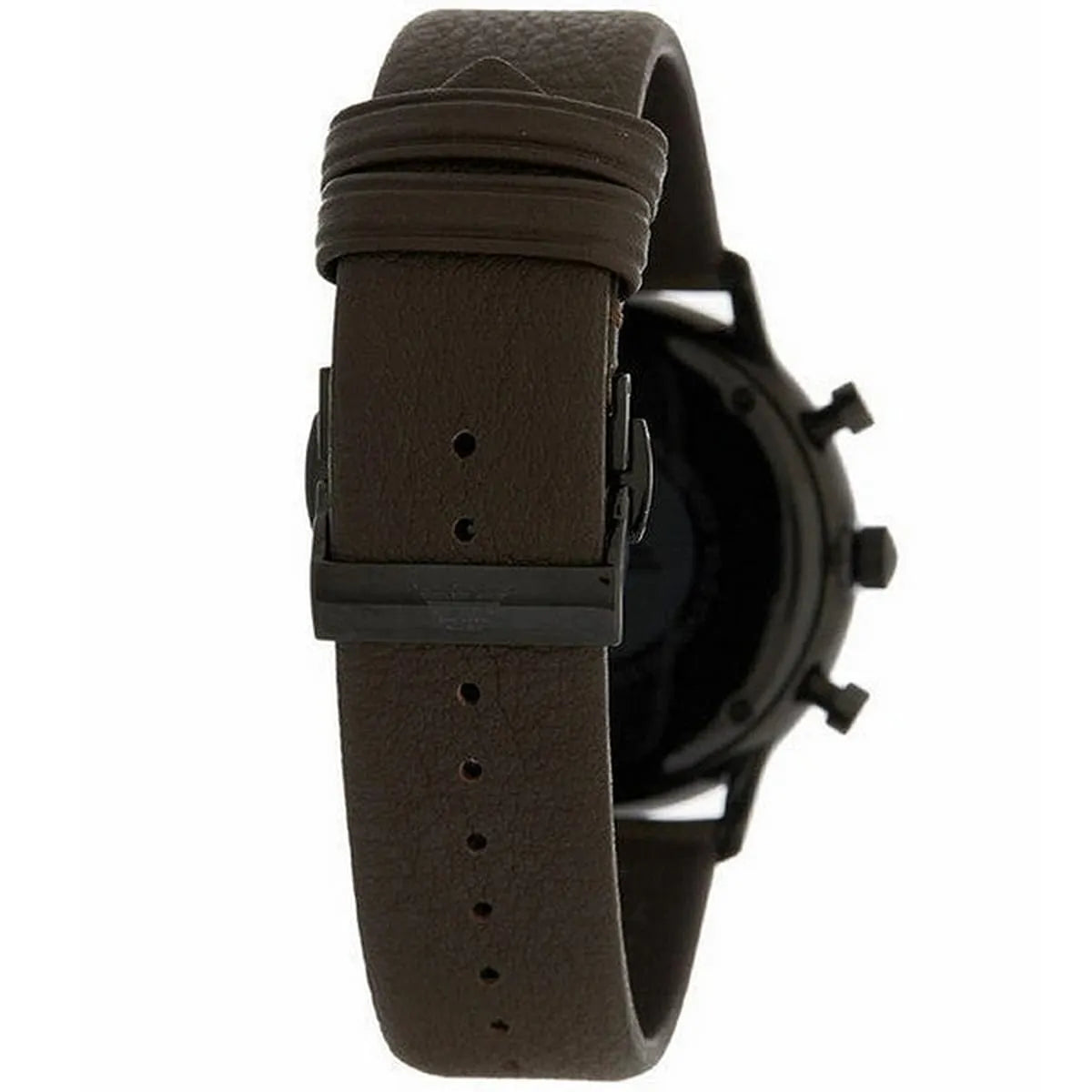 EMPORIO ARMANI Retro Brown Leather Strap Gunmetal Dial Chronograph Watch AR1932