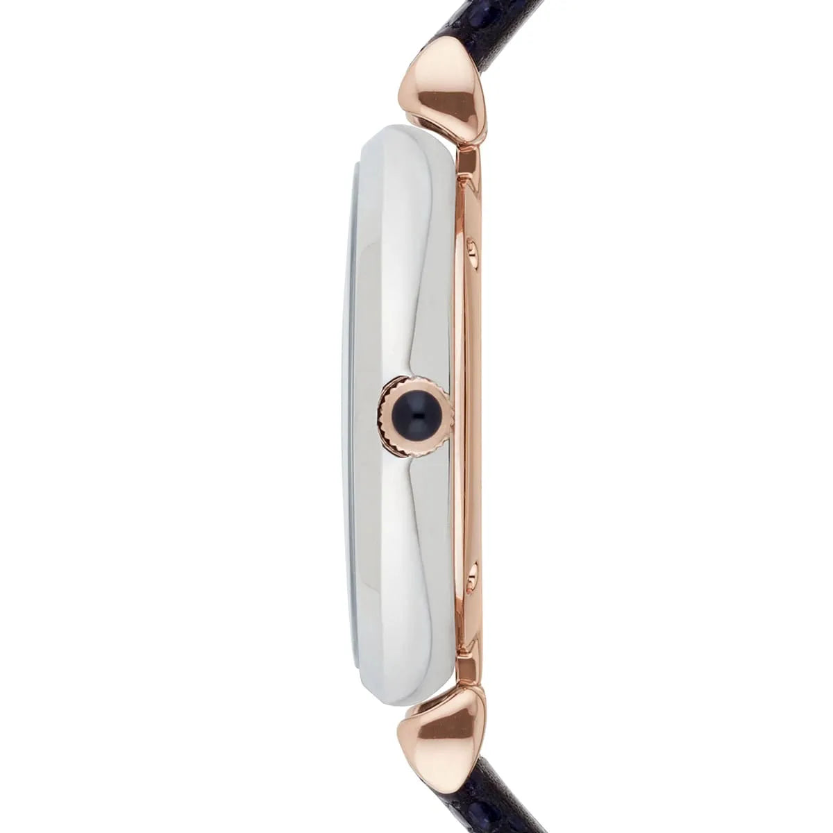 Emporio Armani Dark Blue Leather Silver Case Women's Watch Ar1989
