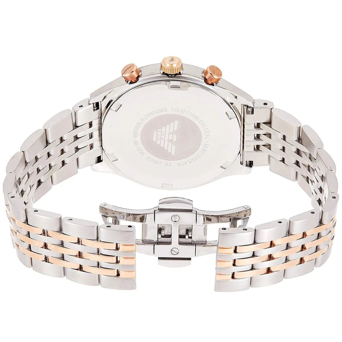 Emporio Armani Zeta Chronograph White Dial Two Tone Steel Strap Watch AR1998
